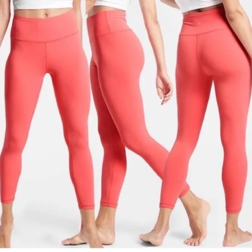 Athleta Elation 7/8 Tight Leggings Small Soft Persimmon Coral High Rise Yoga